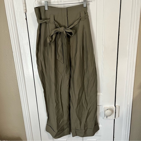 J.O.A. Venture Casual Olive Green Paper Bag Waist Pants Large L1 - Picture 2 of 9